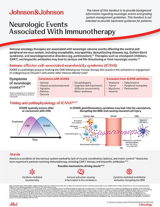 Neurologic events associated with immunotherapy